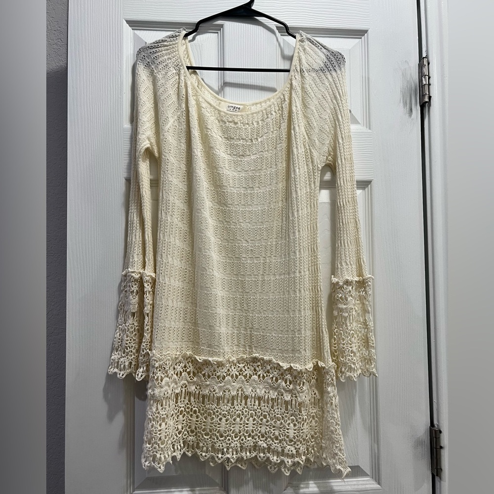 Umgee Cream Crochet Sweater